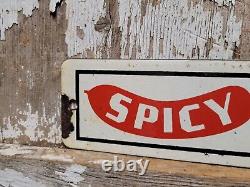 Vintage Steamro Porcelain Sign Red Hots Sausage Snack Food Processed Meat Hotdog