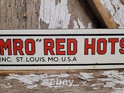 Vintage Steamro Porcelain Sign Red Hots Sausage Snack Food Processed Meat Hotdog
