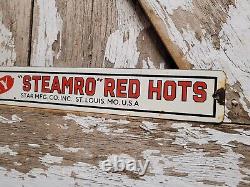 Vintage Steamro Porcelain Sign Red Hots Sausage Snack Food Processed Meat Hotdog