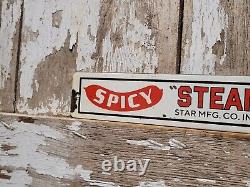 Vintage Steamro Porcelain Sign Red Hots Sausage Snack Food Processed Meat Hotdog
