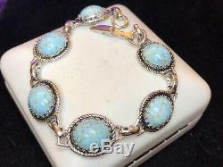 Vintage Sterling Bracelet Designer Signed Danecraft Turquoise Southwestern