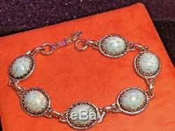 Vintage Sterling Bracelet Designer Signed Danecraft Turquoise Southwestern