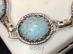 Vintage Sterling Bracelet Designer Signed Danecraft Turquoise Southwestern