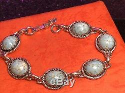 Vintage Sterling Bracelet Designer Signed Danecraft Turquoise Southwestern