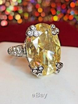 Vintage Sterling Silver Ring Yellow Citrine Designer Signed Judith Ripka