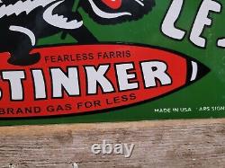Vintage Stinker Porcelain Sign 1953 Idaho Gas For Less Skunk Gasoline Station