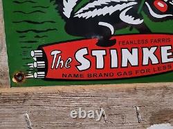 Vintage Stinker Porcelain Sign 1953 Idaho Gas For Less Skunk Gasoline Station