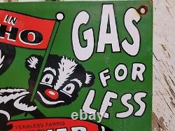 Vintage Stinker Porcelain Sign 1953 Idaho Gas For Less Skunk Gasoline Station