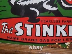 Vintage Stinker Porcelain Sign Idaho Gas For Less Oil Service Skunk Gasoline