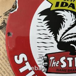 Vintage Stinker Stations Gasoline Fearless Farris 12 Inch Porcelain Enamel Sign