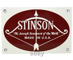Vintage Stinson Aircraft Porcelain Sign Dealership Gas Oil Hangar Airplane