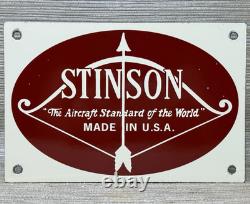 Vintage Stinson Aircraft Porcelain Sign Dealership Gas Oil Hangar Airplane