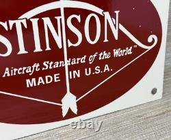 Vintage Stinson Aircraft Porcelain Sign Dealership Gas Oil Hangar Airplane