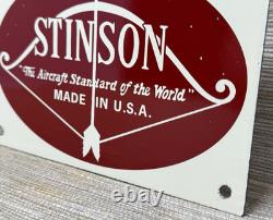 Vintage Stinson Aircraft Porcelain Sign Dealership Gas Oil Hangar Airplane