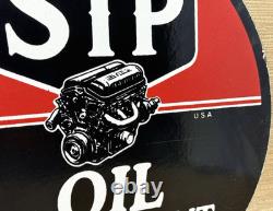 Vintage Stp Oil Treatment Porcelain Sign Mechanic Gas Station Motor Oil Pump
