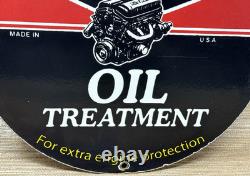 Vintage Stp Oil Treatment Porcelain Sign Mechanic Gas Station Motor Oil Pump