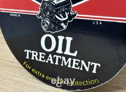 Vintage Stp Oil Treatment Porcelain Sign Mechanic Gas Station Motor Oil Pump