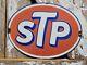 Vintage Stp Porcelain Sign Old 12 Racing Motor Oil Auto Service Garage Oval Usa