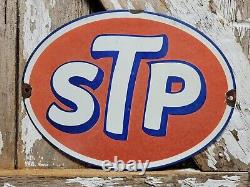 Vintage Stp Porcelain Sign Old 12 Racing Motor Oil Auto Service Garage Oval USA
