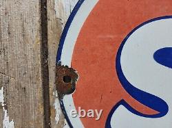 Vintage Stp Porcelain Sign Old 12 Racing Motor Oil Auto Service Garage Oval USA