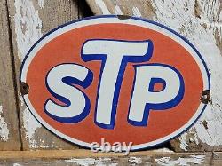 Vintage Stp Porcelain Sign Old 12 Racing Motor Oil Auto Service Garage Oval USA