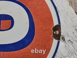 Vintage Stp Porcelain Sign Old 12 Racing Motor Oil Auto Service Garage Oval USA