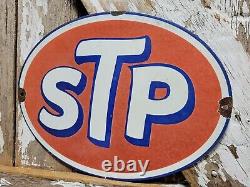 Vintage Stp Porcelain Sign Old 12 Racing Motor Oil Auto Service Garage Oval USA