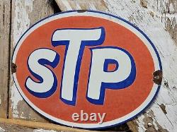 Vintage Stp Porcelain Sign Old 12 Racing Motor Oil Auto Service Garage Oval USA