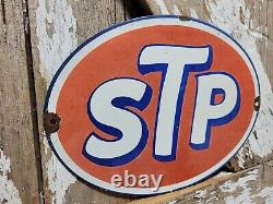 Vintage Stp Porcelain Sign Old 12 Racing Motor Oil Auto Service Garage Oval USA