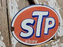Vintage Stp Porcelain Sign Old 12 Racing Motor Oil Auto Service Garage Oval USA