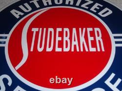 Vintage Studebaker Authorized Service 11 3/4 Porcelain Car Truck Gas Oil Sign