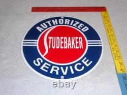 Vintage Studebaker Authorized Service 11 3/4 Porcelain Car Truck Gas Oil Sign