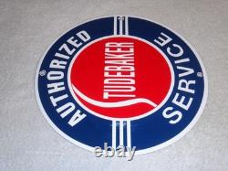 Vintage Studebaker Authorized Service 11 3/4 Porcelain Car Truck Gas Oil Sign