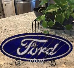 Vintage Style Ford Stained Glass Beautifully Hand Crafted Sign 15.5 X 6.25 Inch