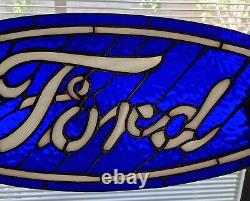 Vintage Style Ford Stained Glass Beautifully Hand Crafted Sign 15.5 X 6.25 Inch