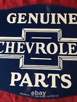 Vintage Style Genuine Chevrolet Parts Double Sided Porcelain Sign 24 X 18 Inch