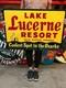 Vintage Style Metal Sign 2 Sided Lake Lucerne Not Porcelain 34x24 Made Usa