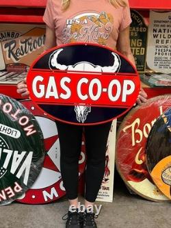Vintage Style Metal Sign Co-Op Gasoline NOT Porcelain 22x16 Made USA