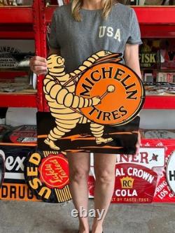 Vintage Style Metal Sign Michelin Man Drum NOT Porcelain 20x20 Made USA