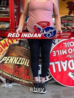 Vintage Style Metal Sign Red Indian Oil NOT Porcelain 34x10 Made in USA