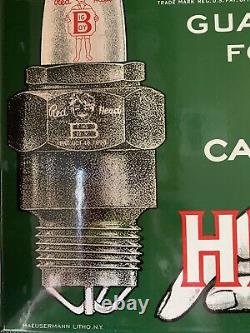 Vintage Style Red Head Spark Plugs 2 Sided Flange 13.5x9.25 Inch Porcelain Sign