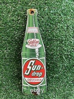 Vintage Sun Drop Porcelain Sign Beverage Advertising Service Station Soda Cola