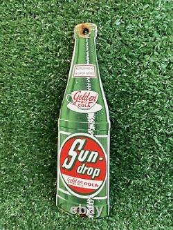 Vintage Sun Drop Porcelain Sign Beverage Advertising Service Station Soda Cola
