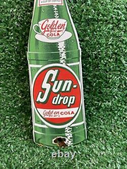 Vintage Sun Drop Porcelain Sign Beverage Advertising Service Station Soda Cola