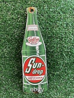 Vintage Sun Drop Porcelain Sign Beverage Advertising Service Station Soda Cola