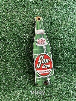 Vintage Sun Drop Porcelain Sign Beverage Advertising Service Station Soda Cola