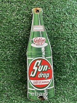 Vintage Sun Drop Porcelain Sign Beverage Advertising Service Station Soda Cola