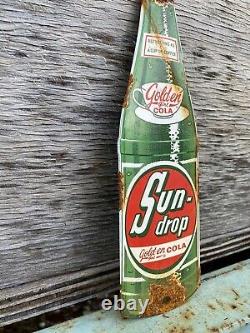 Vintage Sun Drop Porcelain Sign Soda Pop Bottle Advertising Metal Beverage Drink