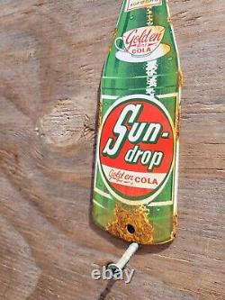Vintage Sundrop Porcelain Sign Soda Pop Beverage Advertising Door Push Motor Oil