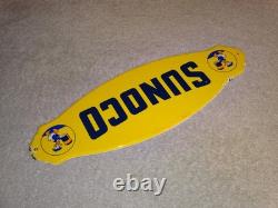 Vintage Sunoco Gasoline? & Donald Duck Walt Disney 12 Porcelain Metal Oil Sign